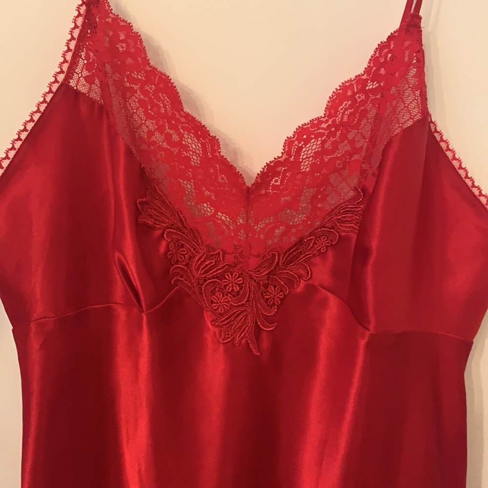 Victoria Secret Red Satin Slip Dress and Robe - Picture 2 of 8